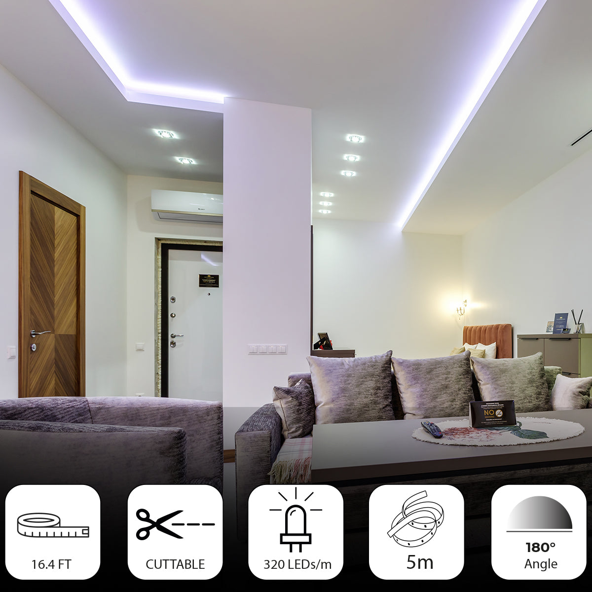 5 Meter 24V LED COB Strip, 4000K IP20 (Power Supply Not Included)