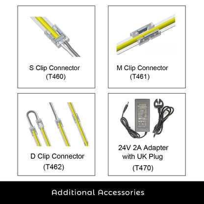 5 Meter 24V LED COB Strip 6000K IP65 (Power Supply Not Included)