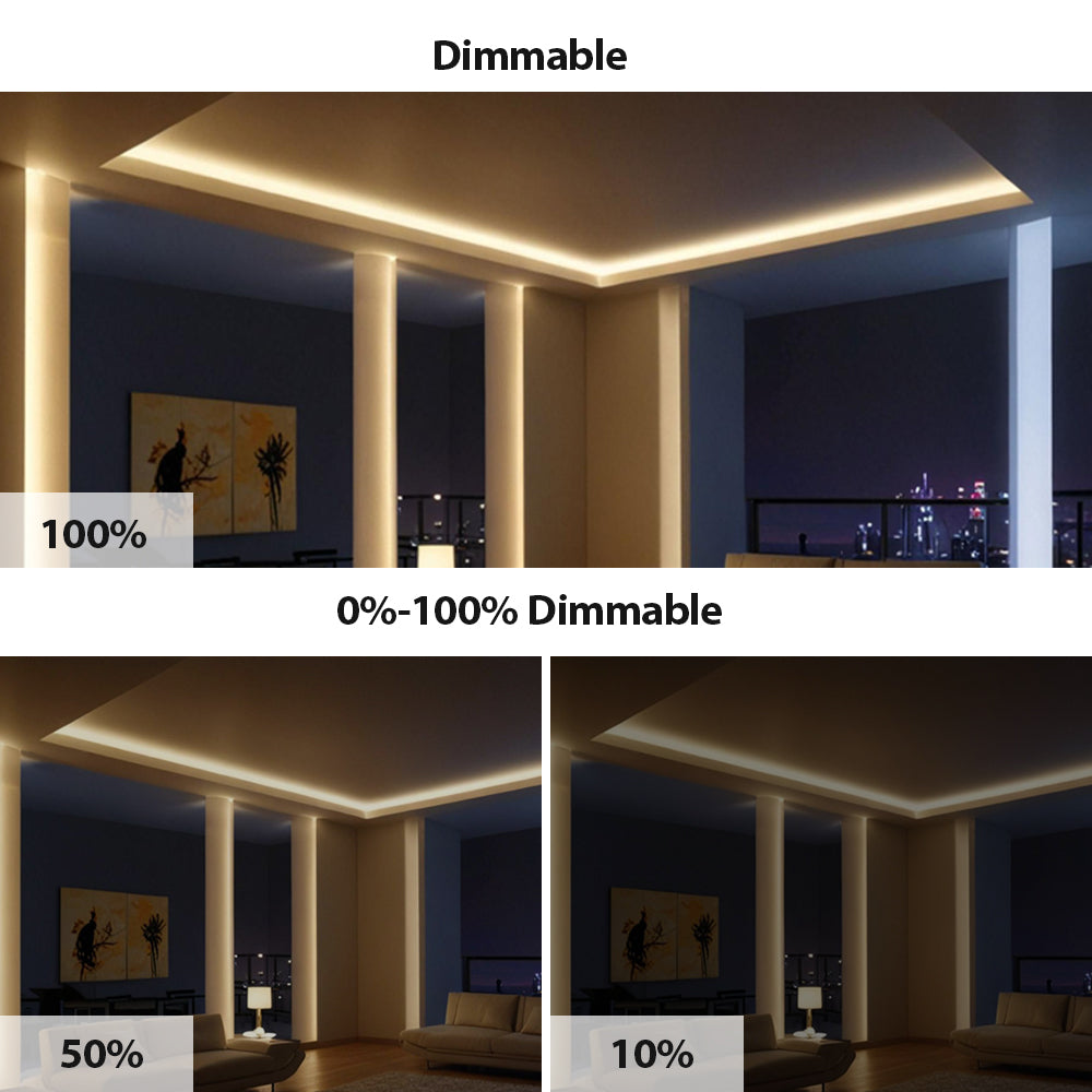 5m LED COB Strip 480L/M 24V, 4000K with RF Dimmer and 25W Plug & Play Power Supply