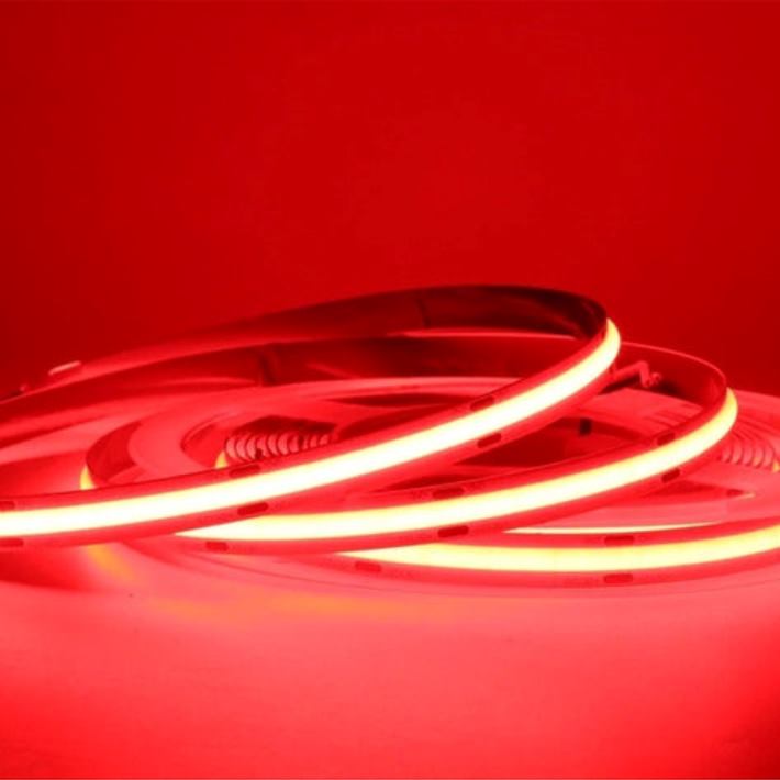 24V COB LED Strip Lights with 480 LEDs/M, 10W/M, 800lm/M, CRI 90-92, Red Colour
