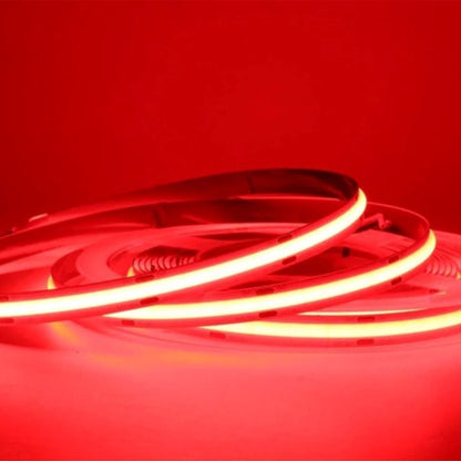 24V COB LED Strip Lights with 480 LEDs/M, 10W/M, 800lm/M, CRI 90-92, Red Colour