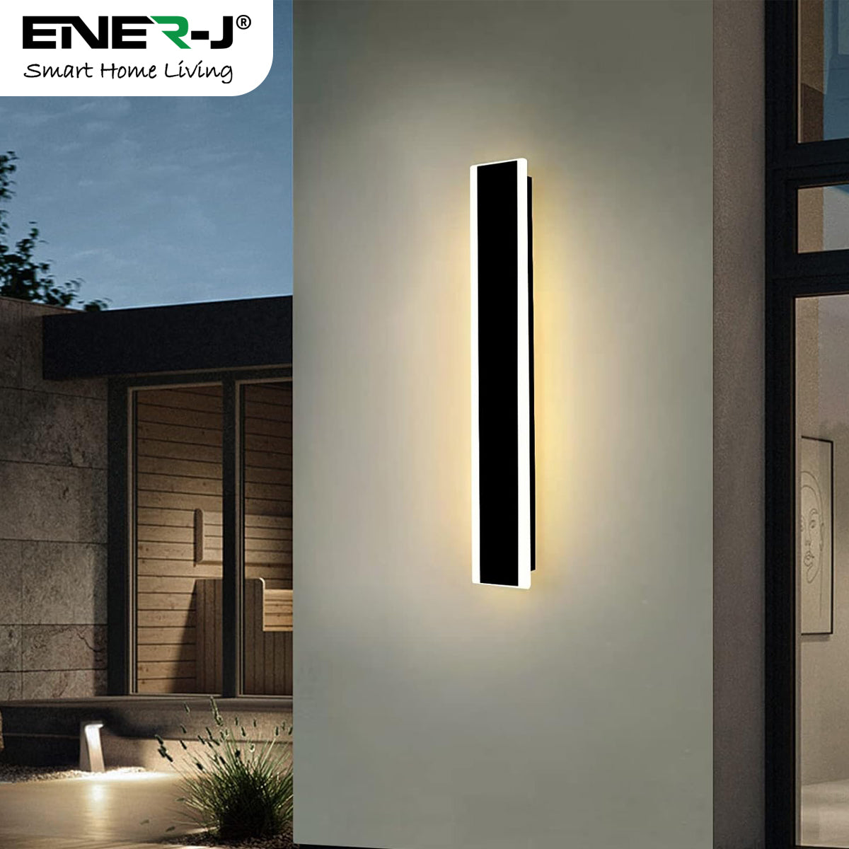 Ener-J 60cm Modern Outdoor LED Wall Light – 12W Warm White (3000K) – IP65