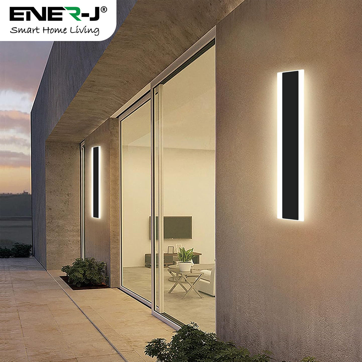 Ener-J 60cm Modern Outdoor LED Wall Light – 12W Warm White (3000K) – IP65