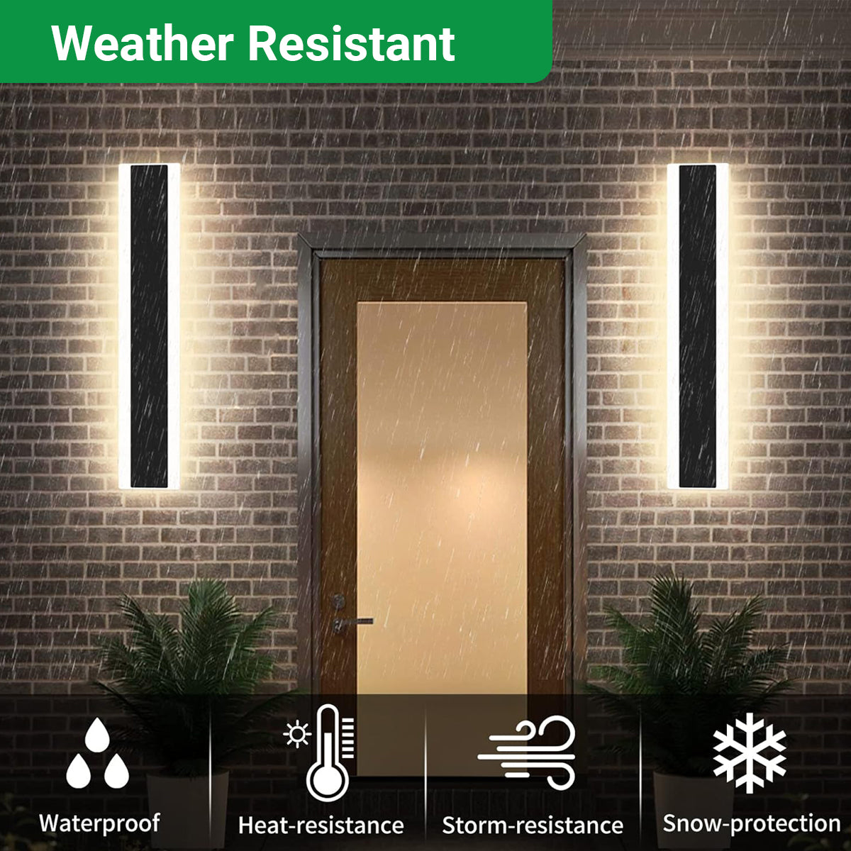 Ener-J 60cm Modern Outdoor LED Wall Light – 12W Warm White (3000K) – IP65