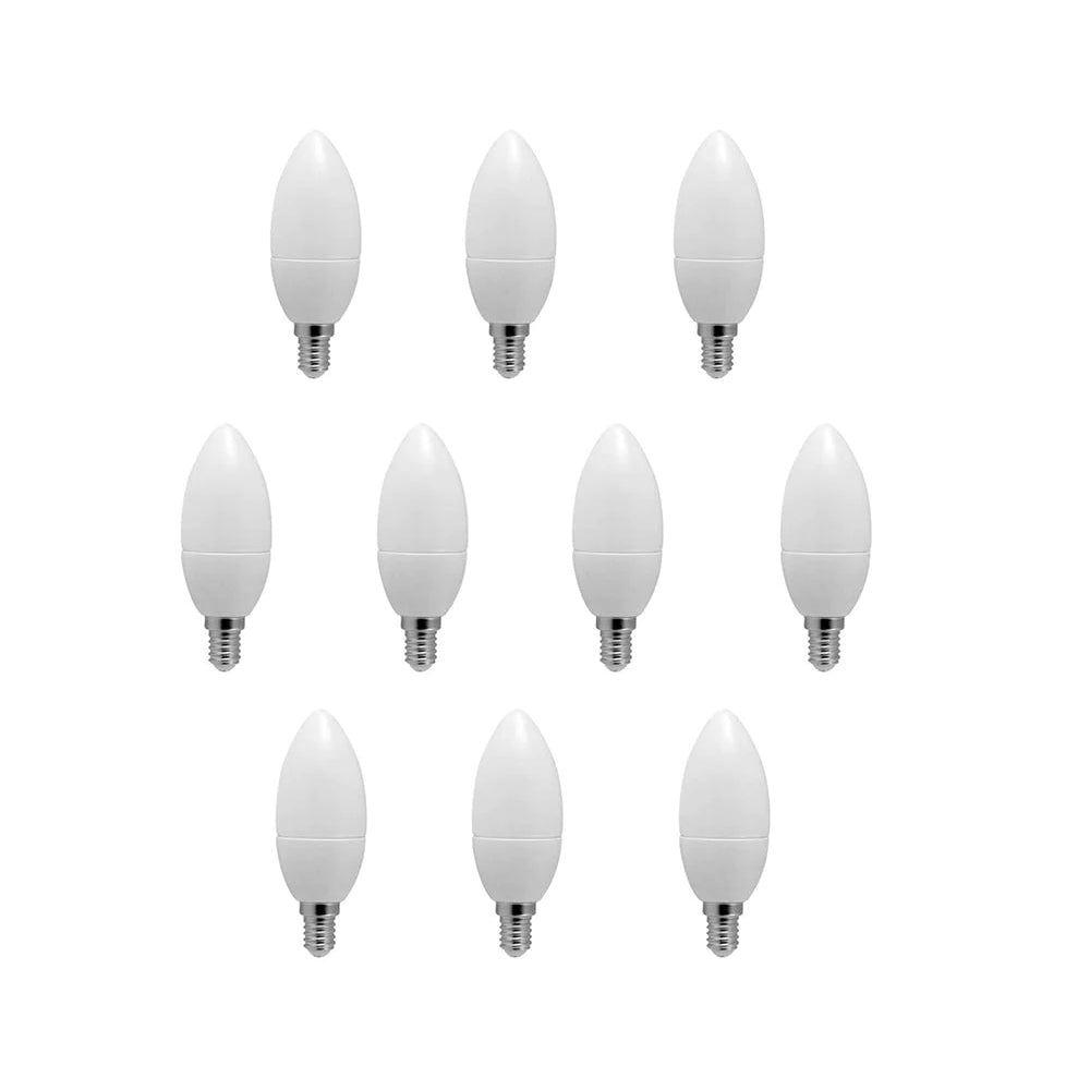 Pack of 10, C37 4W E14 Small Edison Screw LED Candle Bulbs, 40Watt Incandescent Bulb Equivalent, Day White 320lm, Non Dimmable, Candle Light Bulbs