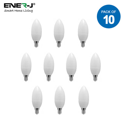 Pack of 10, C37 4W E14 Small Edison Screw LED Candle Bulbs, 40Watt Incandescent Bulb Equivalent, Day White 320lm, Non Dimmable, Candle Light Bulbs