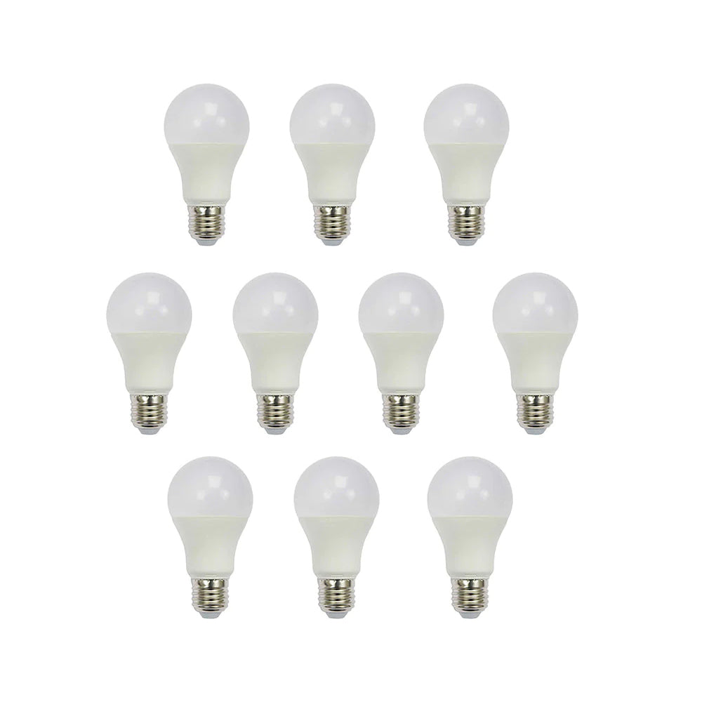 Pack of 10 units, A60 E27 LED Light Bulb, Edison Screw (ES) 10W A60, Equivalent to 100W, 806 Lumens Non-Dimmable - 3000K