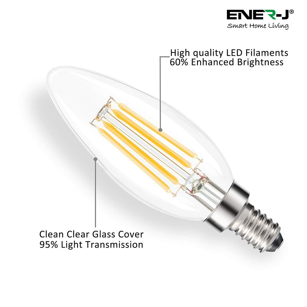 LED Candle Light Bulbs 4W E14 Base, Warm White 2700K (Pack of 10pcs)