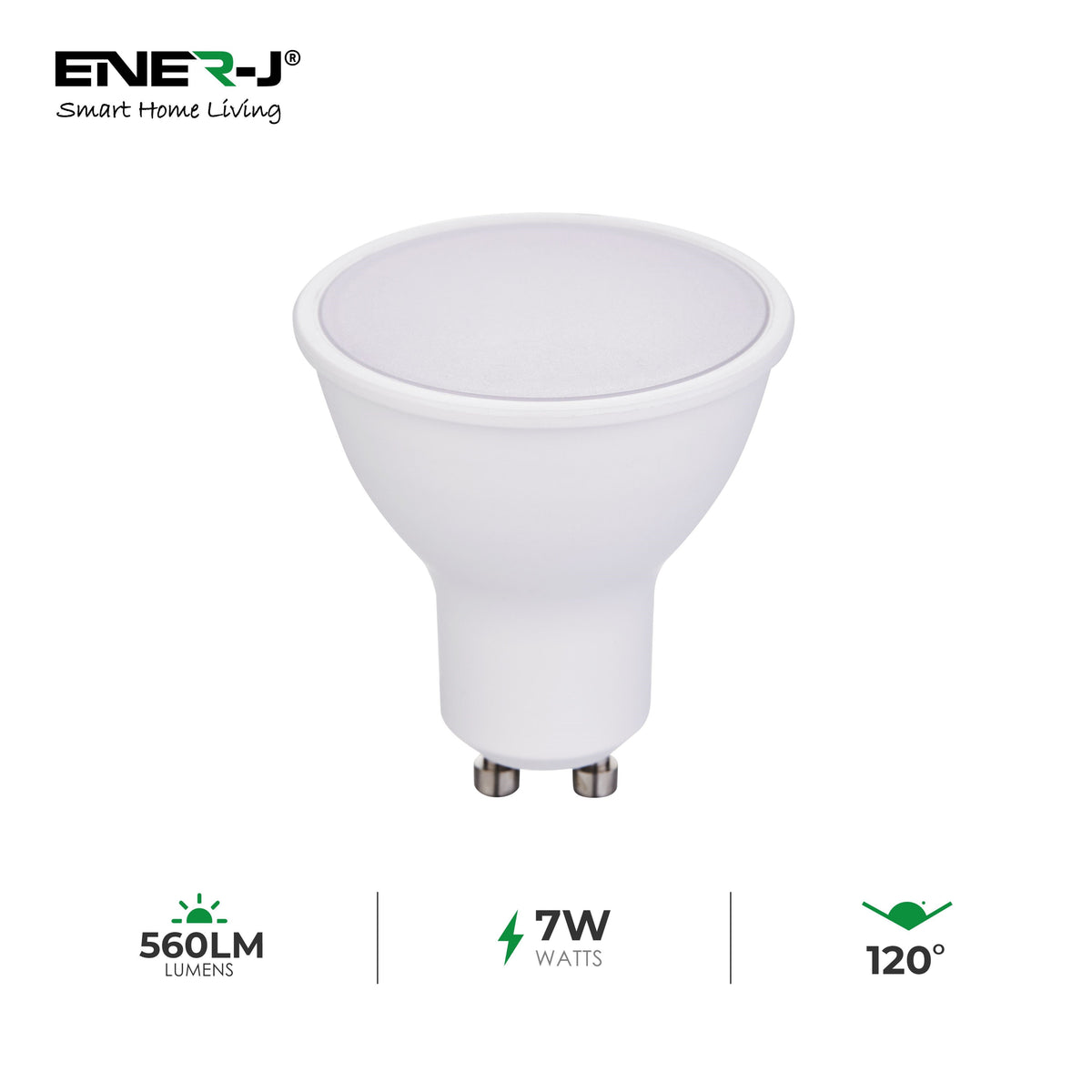 Pack of 10 units GU10 Led Light Bulbs, Warm White, 60W Halogen Bulb Equivalent, 7W, Bright 560 Lumens, 120 Degree Beam Angle - 6500K