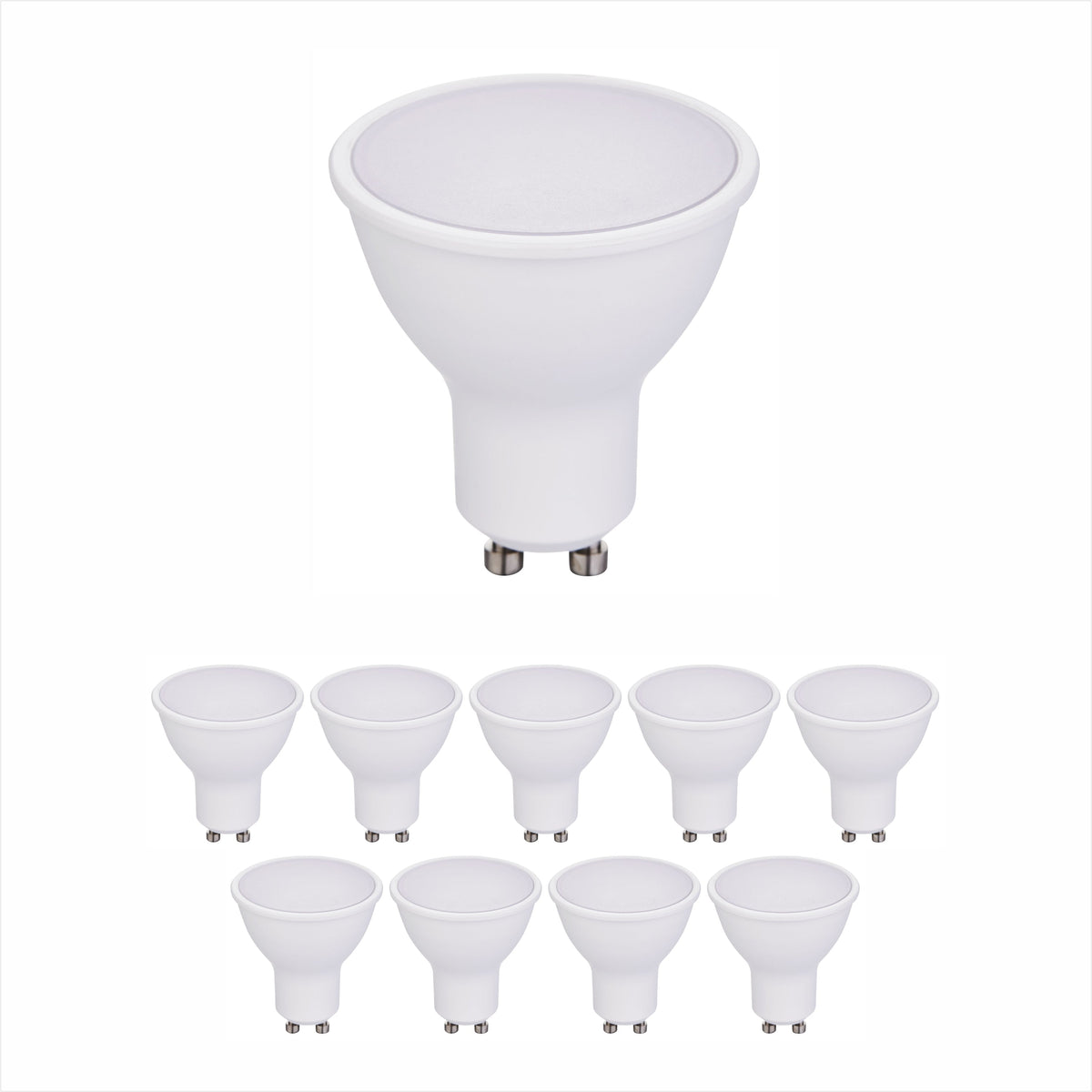 Pack of 10 units GU10 Led Light Bulbs, Warm White, 60W Halogen Bulb Equivalent, 7W, Bright 560 Lumens, 120 Degree Beam Angle - 6500K
