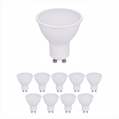 Pack of 10 units GU10 Led Light Bulbs, Warm White, 60W Halogen Bulb Equivalent, 7W, Bright 560 Lumens, 120 Degree Beam Angle - 6500K