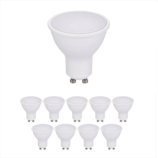 Pack of 10 units GU10 Led Light Bulbs, Warm White, 60W Halogen Bulb Equivalent, 7W, Bright 560 Lumens, 120 Degree Beam Angle - 6500K