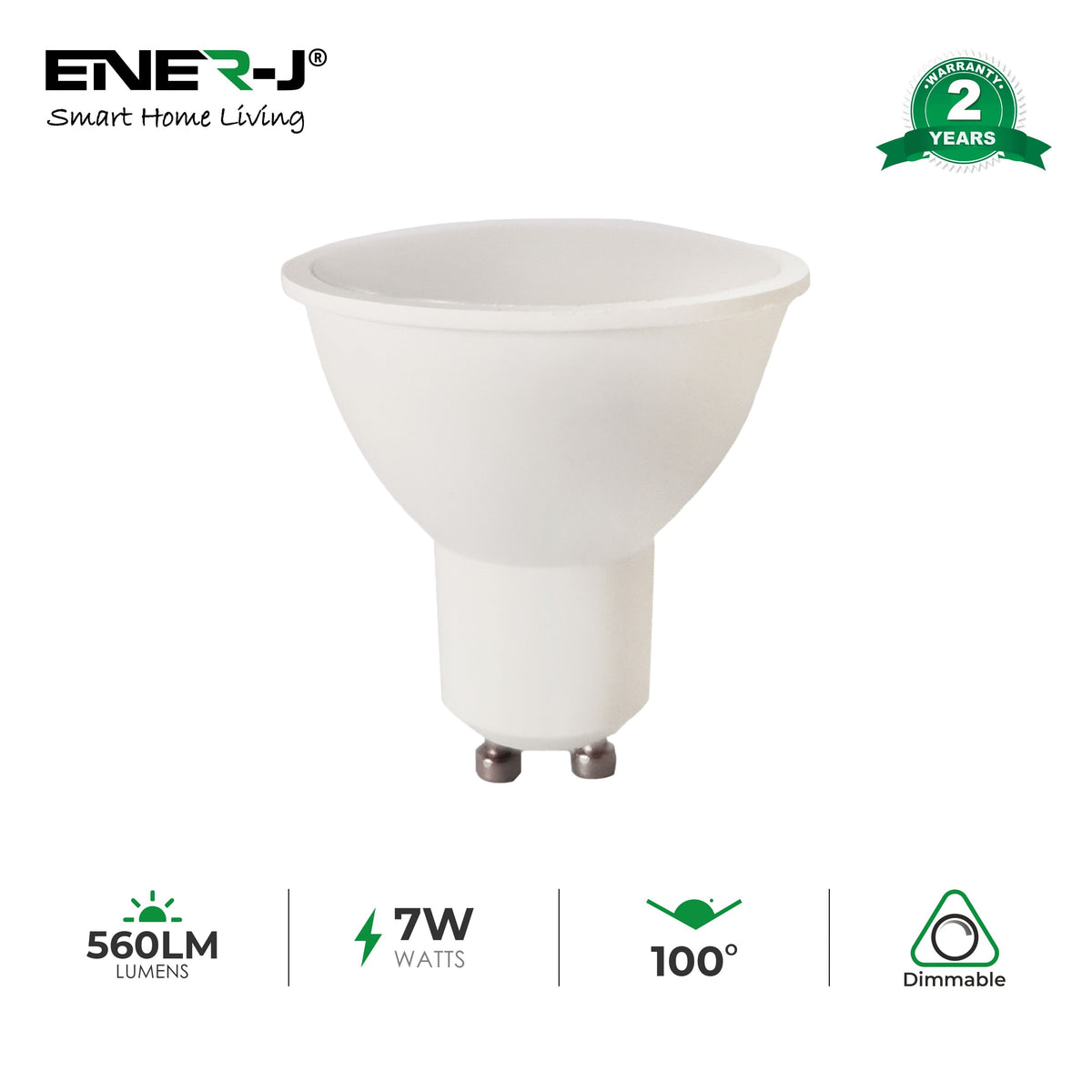 Pack of 10 Units, Dimmable GU10 LED Bulbs, 7W (50/60W Halogen Replacement), 120° Wide Beam, 500LM Recessed Lighting Bulbs - 3000K