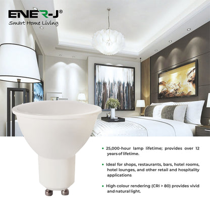 Pack of 10 Units, Dimmable GU10 LED Bulbs, 7W (50/60W Halogen Replacement), 120° Wide Beam, 500LM Recessed Lighting Bulbs - 3000K