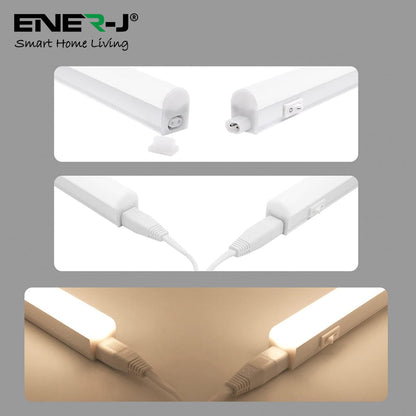 4W LED T5 Batten Light, 30cms, 100 Lm/W, With on/off switch, CCT Switchable, 50cms cable, 3 Years warranty Pack of 2