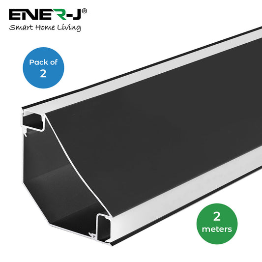 Gypsum LED Cove Light 45 Degree Corner Aluminum Profile- Black, 2 Meters