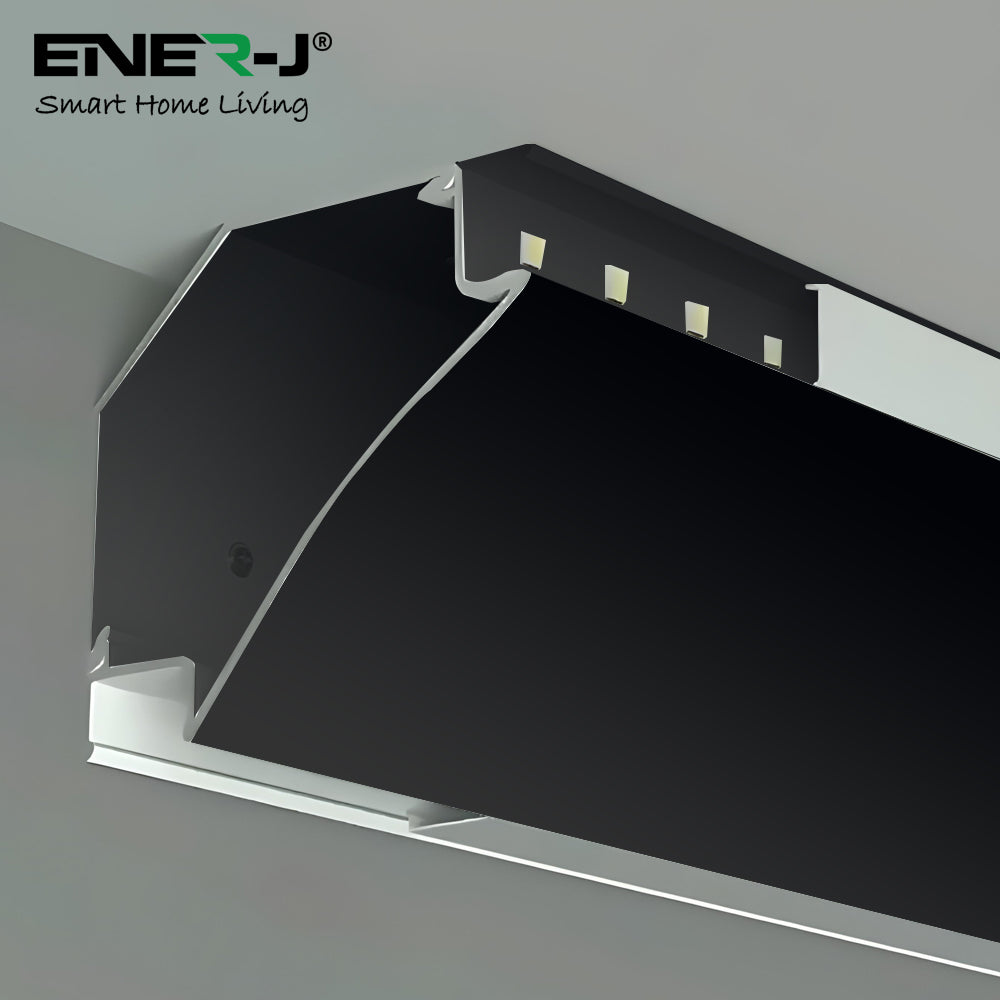 Gypsum LED Cove Light 45 Degree Corner Aluminum Profile- Black, 2 Meters