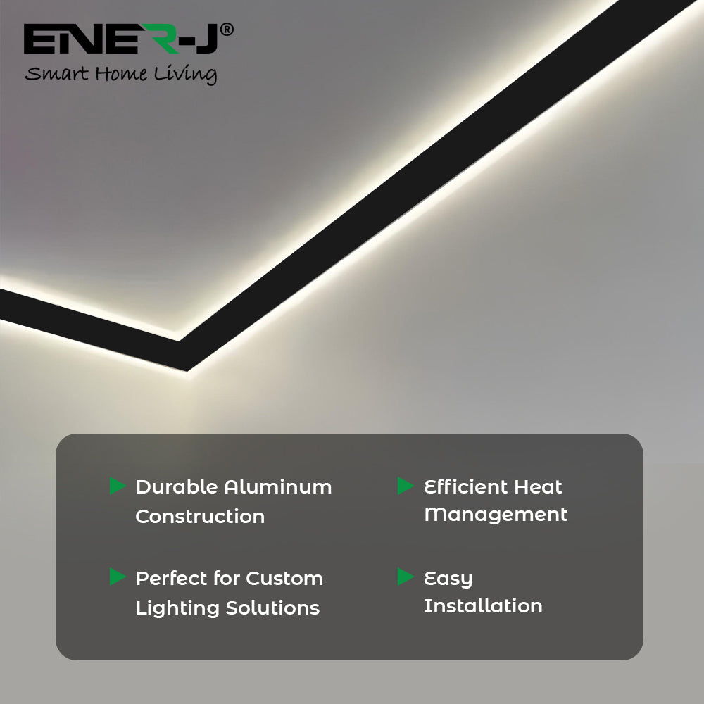 Gypsum LED Cove Light 45 Degree Corner Aluminum Profile- Black, 2 Meters