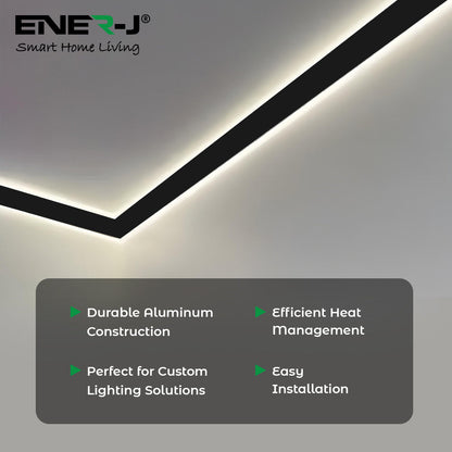 Gypsum LED Cove Light 45 Degree Corner Aluminum Profile- Black, 2 Meters