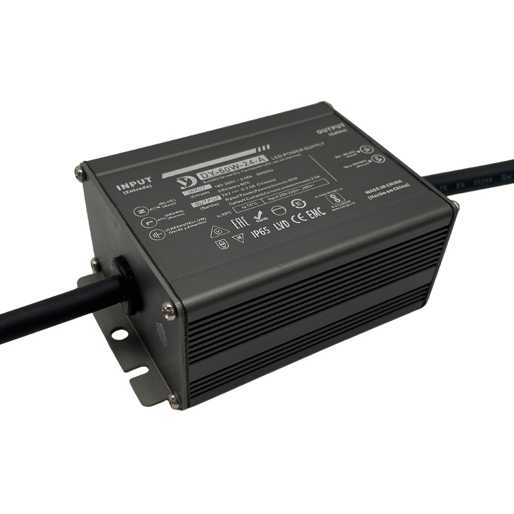 ENER-J Waterproof 60W 24V Power Supply, Constant Voltage LED Driver (IP65/IP67 Rated)