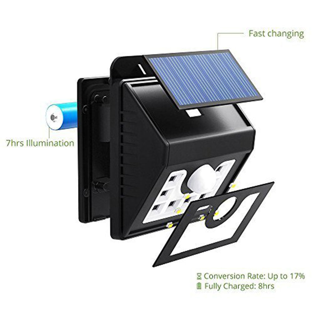 Pack of 2 Solar Powered Motion Sensor Outdoor Security Light, Super Bright, Wireless, 1.6W