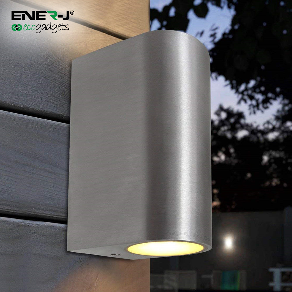 Up-Down Wall Light Silver Housing, Indoor / Outdoor, GU10 Fitting, IP44 Up-Down Outdoor Wall Light (Max 35Wx2)