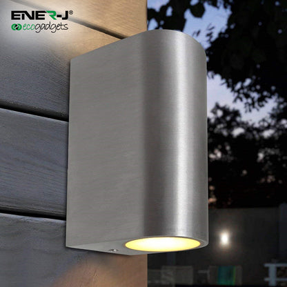 Up-Down Wall Light Silver Housing, Indoor / Outdoor, GU10 Fitting, IP44 Up-Down Outdoor Wall Light (Max 35Wx2)