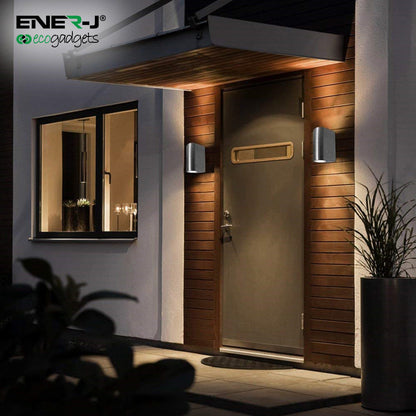 Up-Down Wall Light Silver Housing, Indoor / Outdoor, GU10 Fitting, IP44 Up-Down Outdoor Wall Light (Max 35Wx2)