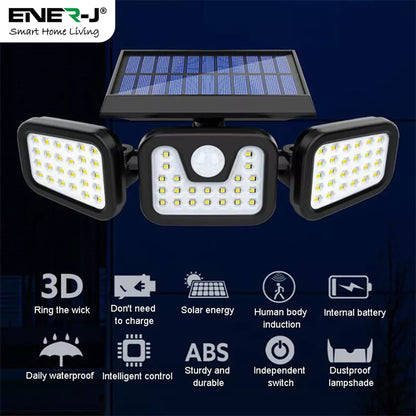 Solar Sensor 3 Heads  Wall Light, 2400 mAh, 6000-6500K