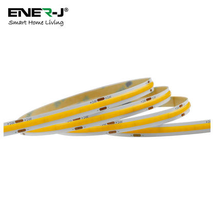 ENER-J Plug and Play 24V Dotless COB LED Strip Kit‚ 5m 480 LEDs/m + Dimming Controller & Remote + UK Plug, 6500K