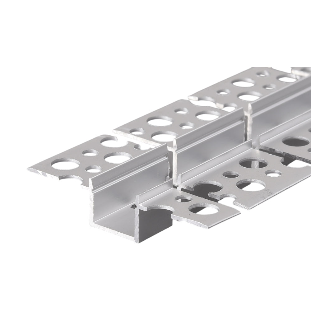 55mm x 12.5mm Recessed Plasterboard Trimless Aluminium LED Profile with Flange for Drywall - 2m Kit (1.2mm Thickness) (Pack of 4)