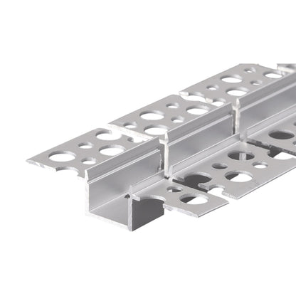 55mm x 12.5mm Recessed Plasterboard Trimless Aluminium LED Profile with Flange for Drywall - 2m Kit (1.2mm Thickness) (Pack of 4)
