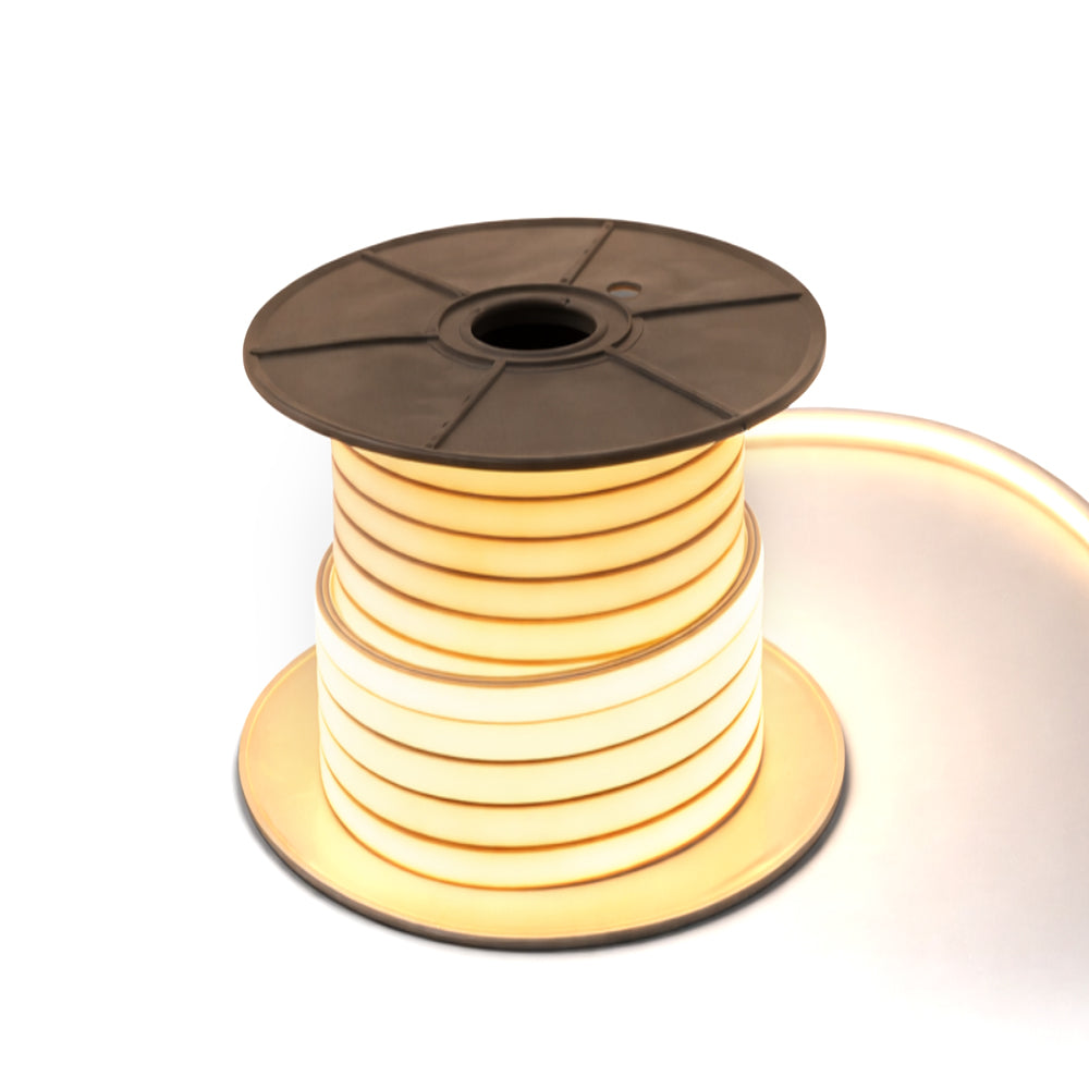 30 Meters 24V Silicon Neon Strip, Size: 10x10mm, IP65. Includes 30pcs Clips & 5 connector cable, Warm White