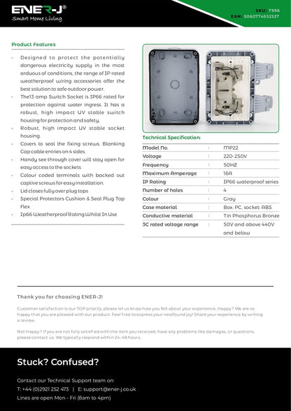 2 Gang Weatherproof 13A Twin Sockets with Switch