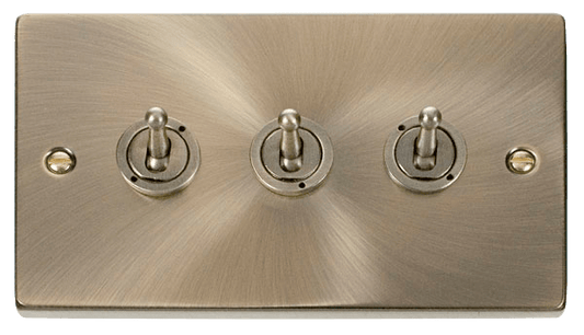 Click Deco 10AX 3 Gang 2 Way Toggle Plate Switch VPAB423