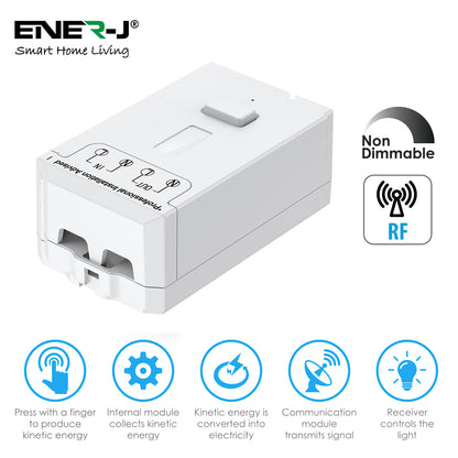 Wireless & Batteryless Kinetic Grid Switch,Pro + 500W RF Receiver (can fit into MK plate)