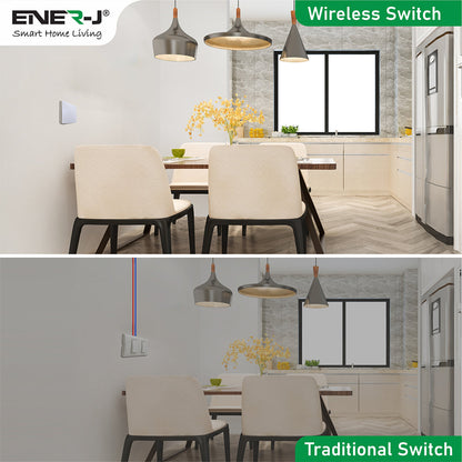 Ener-J 1-Gang Wireless Kinetic Switch, Self-Powered, IP65 Waterproof, White (Pro Range)