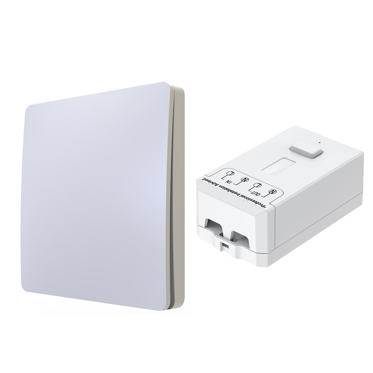 Ener-J 1-Gang Wireless Kinetic Switch, Self-Powered, IP65 Waterproof, White (Pro Range) with 100W Smart Dimmable Receiver, RF + WiFi PRO Series, App & Voice Control