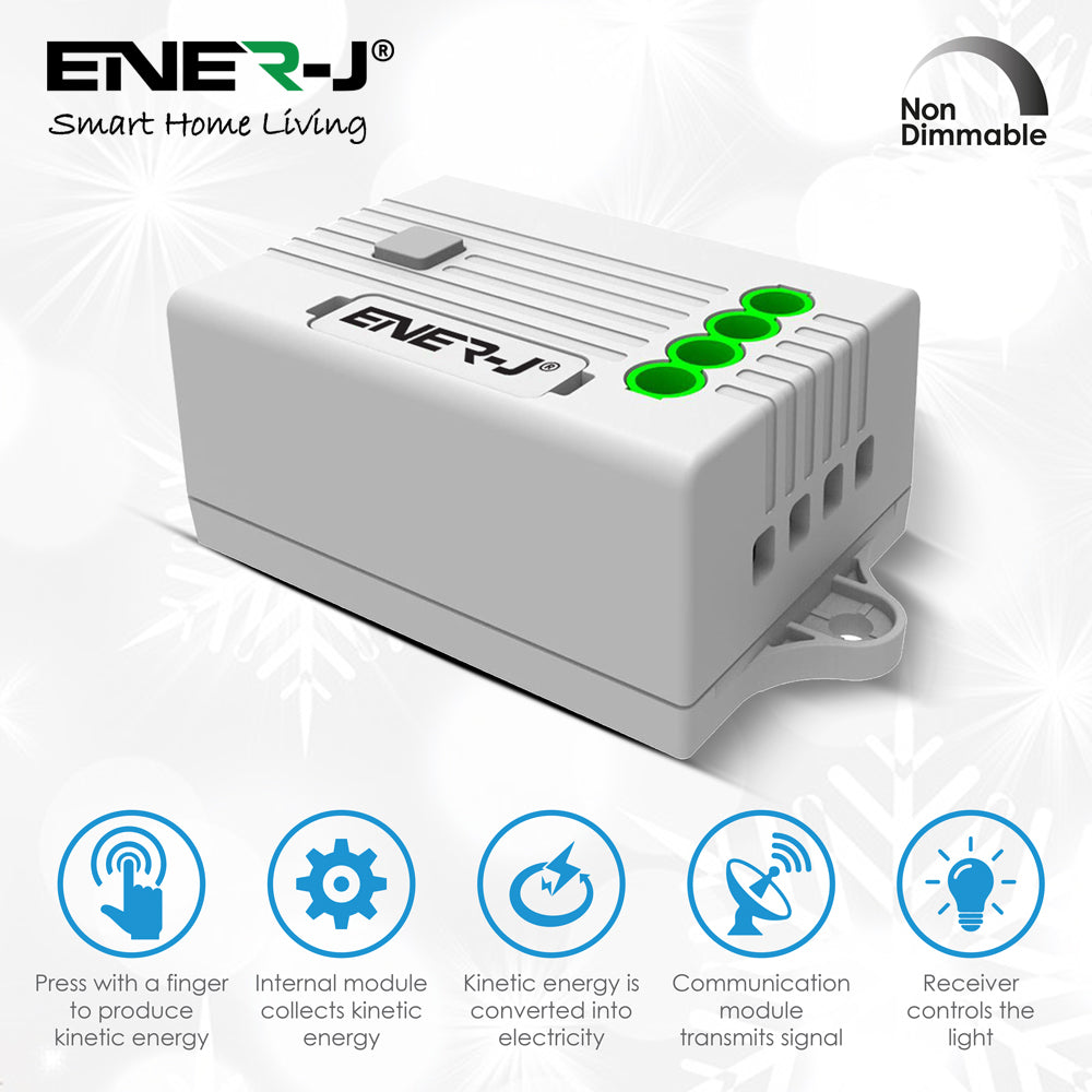 1 Gang Wireless Kinetic Switch, (Silver Finish) + 500W RF Receiver