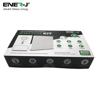 Ener-J 1-Gang Wireless Kinetic Switch & 100W WiFi Dimmable Receiver Kit, White, Battery-Free & Smart Dimming