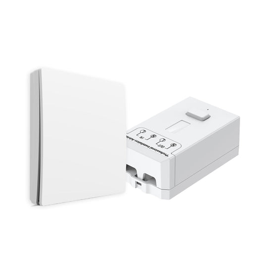 Ener-J 1-Gang Wireless Kinetic Switch & 500W WiFi Receiver Kit, White, Battery-Free & No Wiring