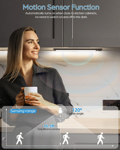 Wireless Motion Sensor Under Cabinet Closet Kitchen Counter LED Night Light 2 Pk