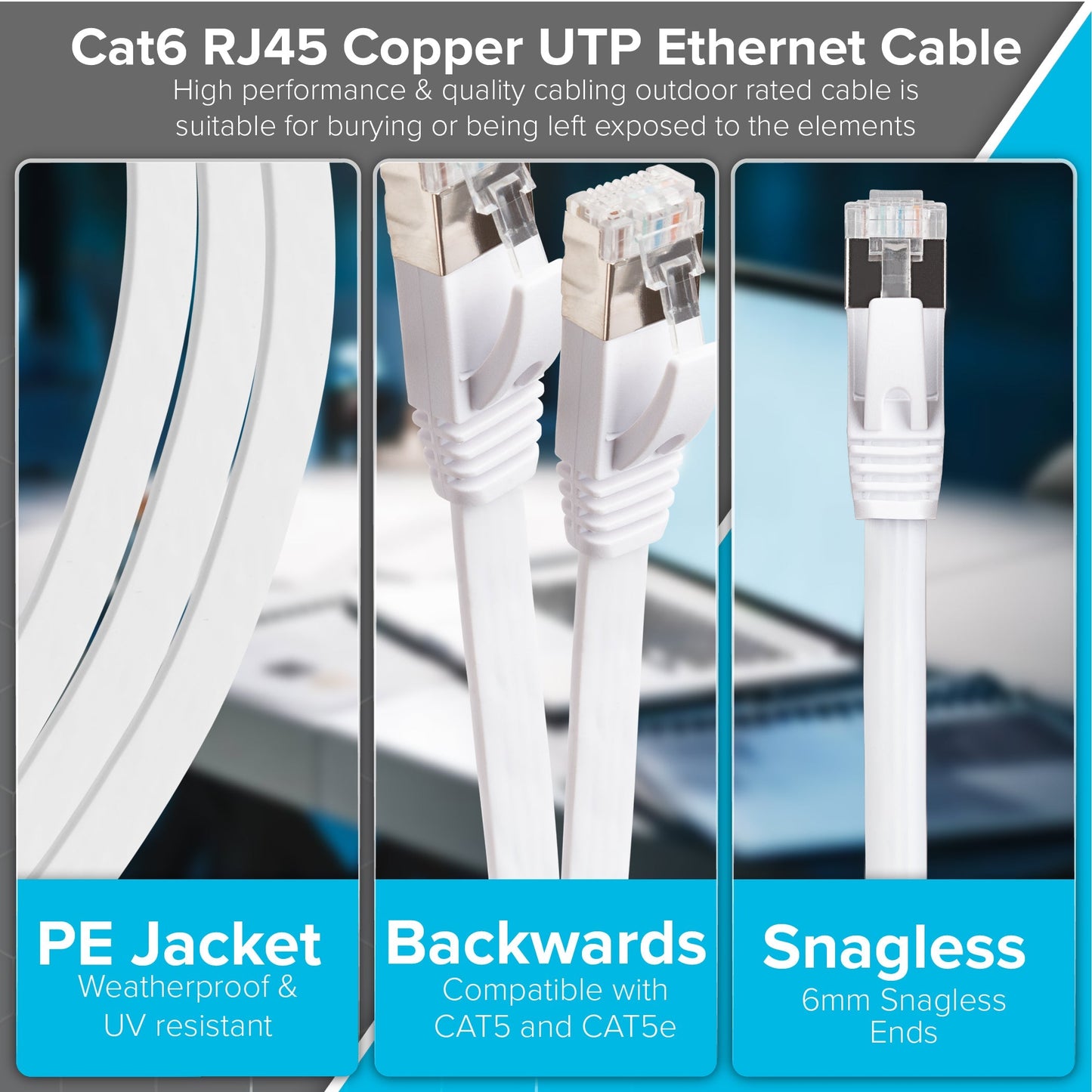 Maplin RJ45 CAT6 UTP Flat Ethernet LAN Cable - White