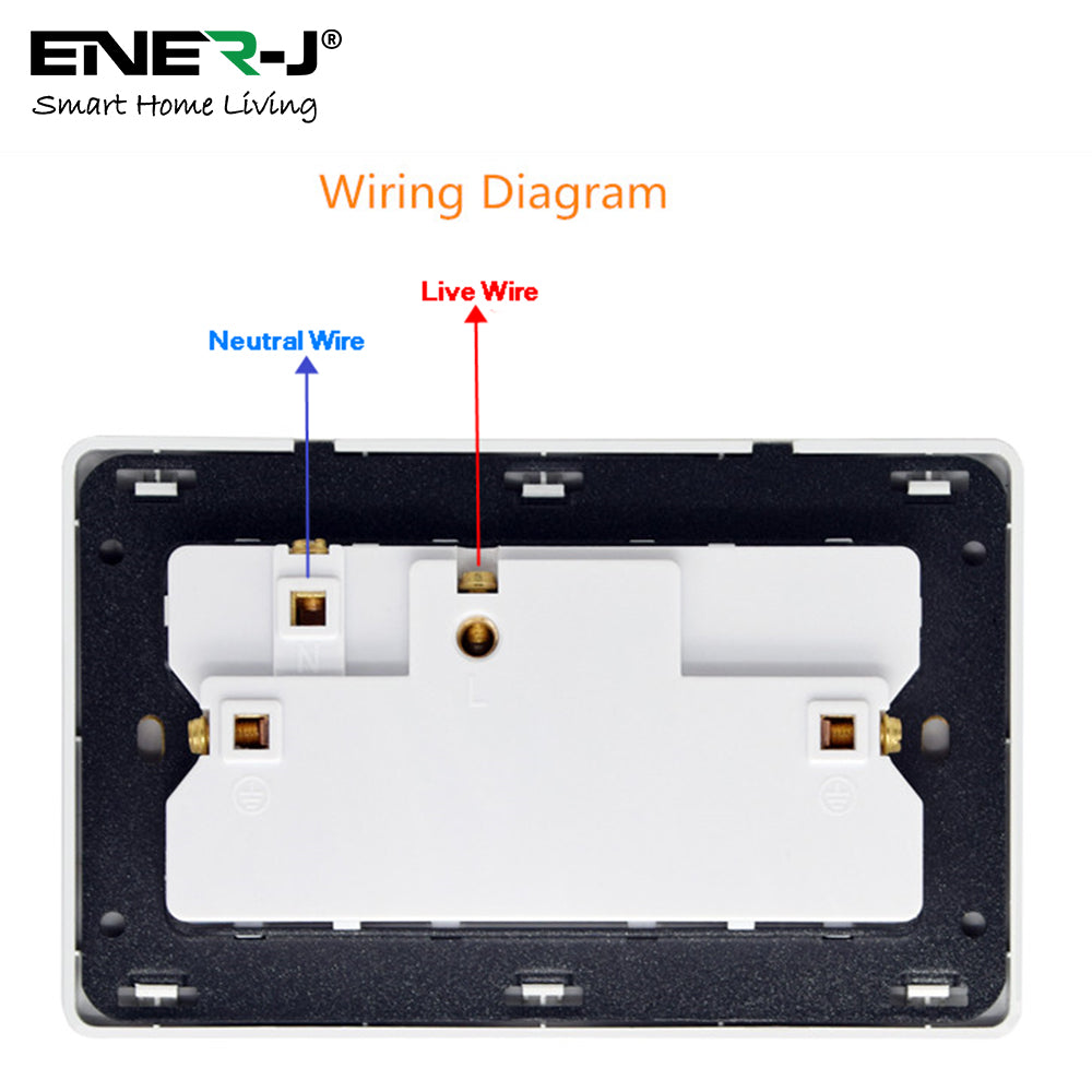 ENER-J Smart Wall Socket – WiFi Double Power Socket with USB & Type-C, Alexa & Google Compatible, 13A UK White
