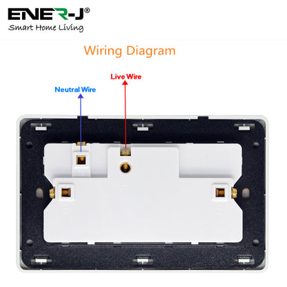ENER-J Smart Wall Socket – WiFi Double Power Socket with USB & Type-C, Alexa & Google Compatible, 13A UK White