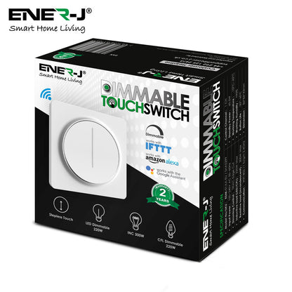 Smart Wi-Fi Dimmable Switch 1 Gang, Smart Dimmable Switch For Led Lights, Compatible With Alexa For Dimming Lights & Bulbs, White