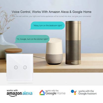 ENER-J WiFi Light Switch White – 1 Gang Smart Light Switch No Neutral Required, Alexa & Google Compatible, UK Glass Touch Panel