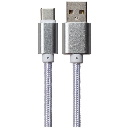 Maplin USB-C to USB-A Braided Cable - Silver, 0.25m