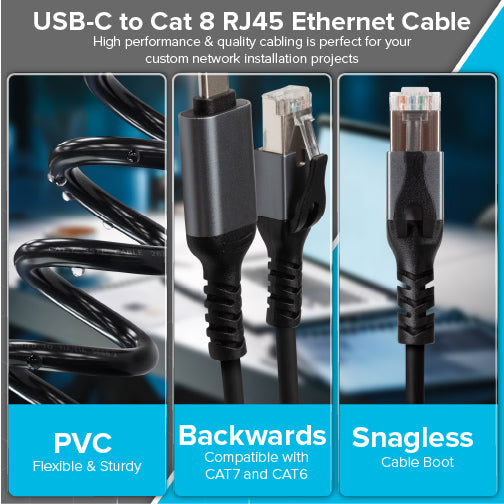 Maplin USB-C to RJ45 Ethernet Cable - Black