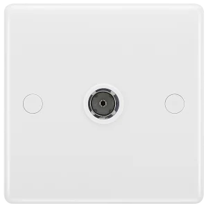 BG 860 Moulded Round Edge White 1 Gang Co-Axial TV Socket Outlet